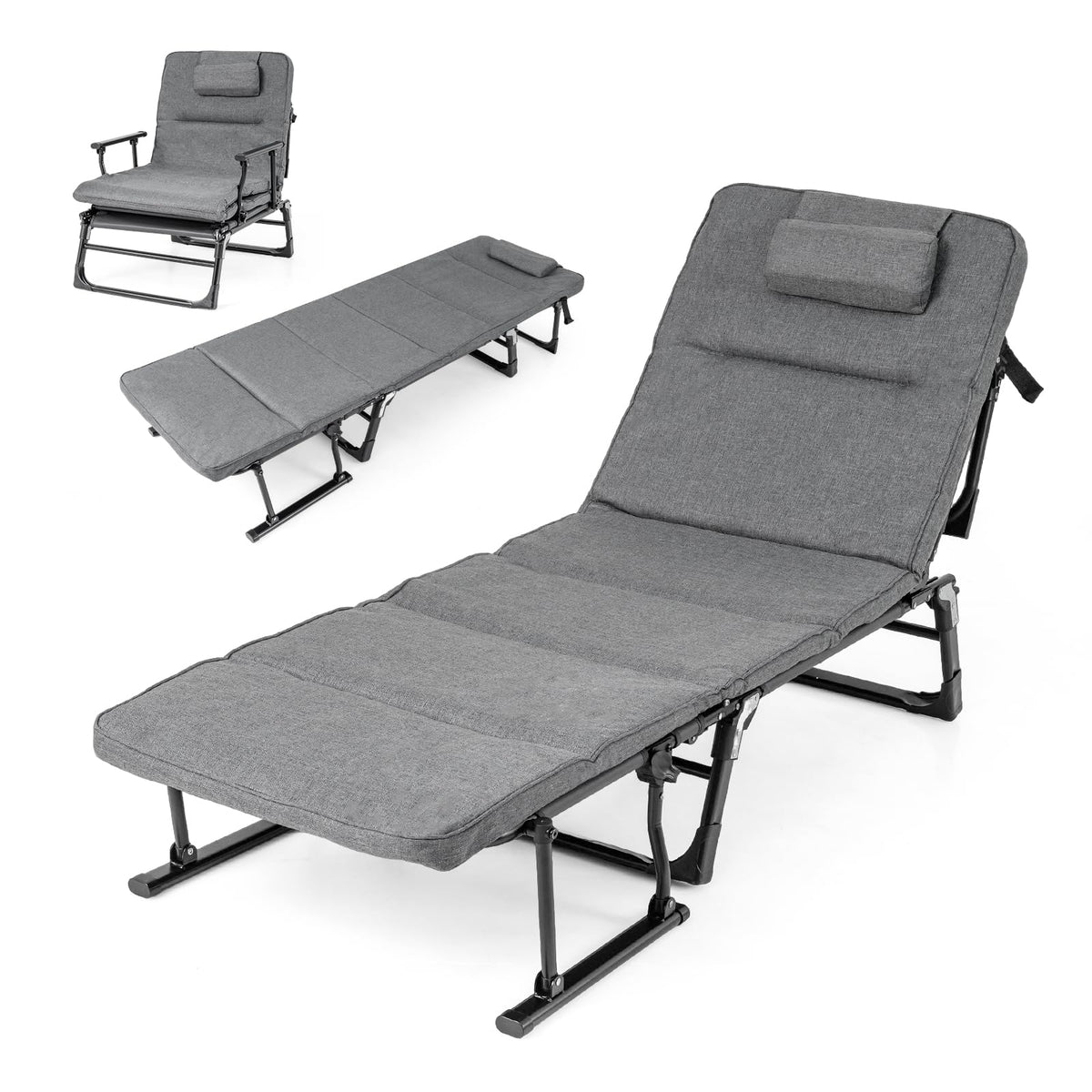 Tangkula 3 in 1 Convertible Lounge Chair Outdoor with Cushion