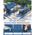 AECOJOY Aluminum Patio Furniture Set, 5 Pieces Outdoor Sectional Sofa Set, Blue