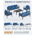 AECOJOY Aluminum Patio Furniture Set, 5 Pieces Outdoor Sectional Sofa Set, Blue