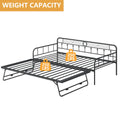 Sesslife Metal Daybed with Adjustable Trundle, Twin Size Daybed with Twin Size Pop up Trundle Bed, Heavy - Duty Sofa with Portable Folding Trundle Bed for Bedroom Living Room (Black)