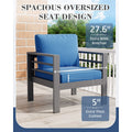 AECOJOY Aluminum Patio Furniture Set, 5 Pieces Outdoor Sectional Sofa Set, Blue