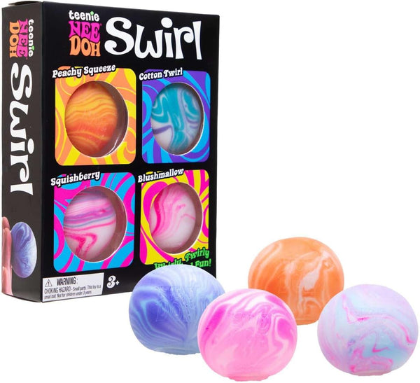 Teenie Swirl 4 Pack - Sensory Squeeze Toy - 1.5" in Diameter - Colors May Vary
