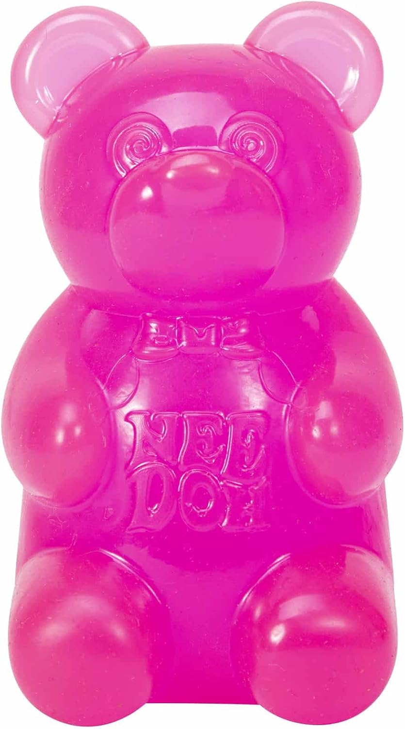 Gummy Bear - Sensory Fidget Toy with Jelly-Like Filling - 3.5" Tall - Pink (Pack of 1)