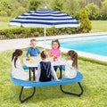 8-Person Kids Picnic Table Bench Set with Removable & Foldable Umbrella, Toddler Outdoor HDPE Activity Table and Chair Set for Backyard Patio