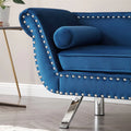 Mid Century Couch, 61 in Velvet Loveseat with 2 Pillows, Upholstered Sofa with Nailhead Trim and Roll Arm for Living Room Bedroom, 400 lb Weight Capacity, Blue