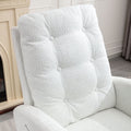 Modern Accent Rocking Chair with Pull - Out Footrest, Nursery Glider Chair with Solid Wood Legs & Side Pocket, Upholstered Lounge Chair with High Backrest, White