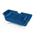 Mid Century Couch, 61 in Velvet Loveseat with 2 Pillows, Upholstered Sofa with Nailhead Trim and Roll Arm for Living Room Bedroom, 400 lb Weight Capacity, Blue