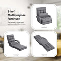 Folding Lazy Sofa Floor Chair with 6-Position Adjustable Backrest, Lumbar Pillow & Armrests, Indoor Chaise Lounge Sofa for Gaming, Living Room
