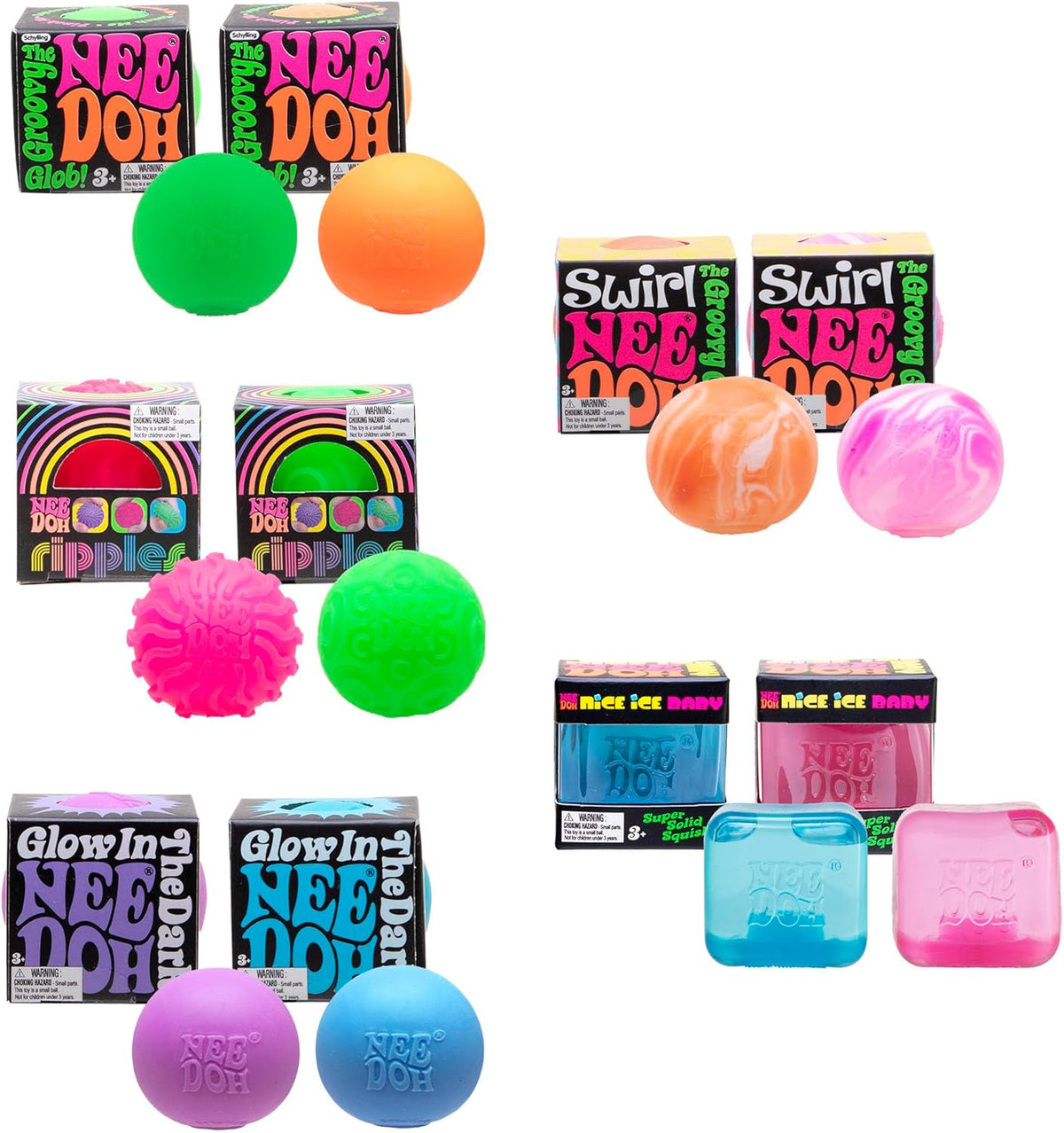 Teenie 10-Pack, 5 Styles of Doh-Filled Squishies - Nice Ice Baby, Original, Swirl, Ripples, Glow in the Dark - Ages 3 and Up