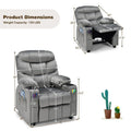 Kids Recliner Chair Adjustable Velvet Lounge Sofa with Cup Holders, 3 Pockets, Retractable Footrest, Toddler Furniture Sofa for Boys Girls Room