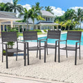 AECOJOY 4 Pieces Outdoor Dining Chairs, Aluminum Frame Stackable Patio Chair