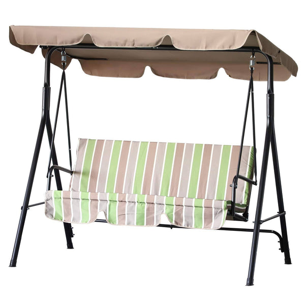 Outsunny Steel Outdoor Porch Swing Lounge Chair 3 Person with Top Canopy
