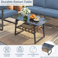 AECOJOY 4-Piece Outdoor Garden Furniture Set, 3-Seater Sofa & 2 Armchairs with Glass Coffee Table, Dark Blue