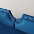 Mid Century Couch, 61 in Velvet Loveseat with 2 Pillows, Upholstered Sofa with Nailhead Trim and Roll Arm for Living Room Bedroom, 400 lb Weight Capacity, Blue