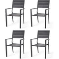 AECOJOY 4 Pieces Outdoor Dining Chairs, Aluminum Frame Stackable Patio Chair